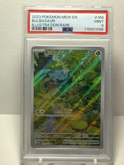 2023 Pokemon Mew en Bulbasaur Illustration Rare Card #166/165 PSA 9 - Image 1