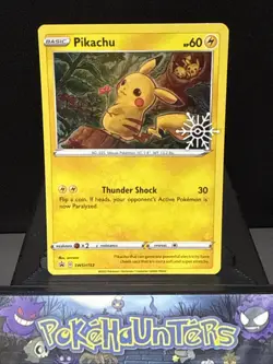 Pokemon Card Pikachu SWSH153 Advent Holiday Promo Snowflake Stamp NM - Image 1