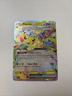 Pikachu GX Pokemon Card - Resolute Heart Ability, Topaz Bolt Attack - Image 1