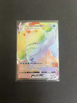 Pokemon TCG Galarian Darmanitan VMAX Rainbow Rare Card 187/185 Vivid Voltage - Image 1