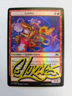 MTG FOIL Goblin SIGNED IN GOLD BY CHUCK LUKACS - Image 1