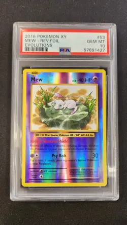 Pokemon TCG Mew 53/108 Evolutions Reverse Holo PSA Graded Gem Mint 10 - Image 1