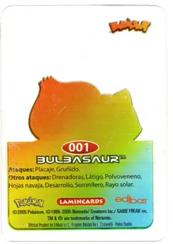 BULBASAUR #001 LAMINCARD COLLECTION POKEMON LAMINCARDS 2005 EDIBAS (USED)- - Image 2
