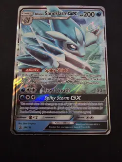 2020 POKEMON TCG ALOLAN SANDSLASH GX SM236 SUN & MOON PROMO HOLO *DAMAGED* - Image 1
