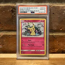 2019 POKEMON #SM163 MIMIKYU HOLO GEM MT PSA 10 PROMO TEAM UP SWIRL - Image 1