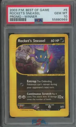 Pokemon TCG Rocket's Sneasel 5 Best of Promos Winner PSA 10 - Image 1
