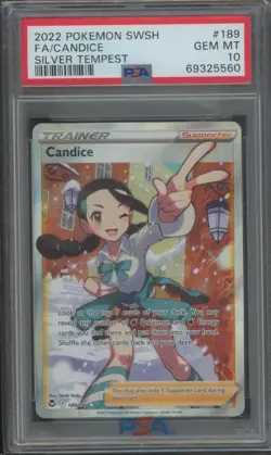 Pokemon TCG Candice 189/195 Silver Tempest Trainer PSA 10 - Image 1