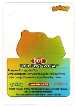 BULBASAUR #001 LAMINCARD COLECCION POKEMON LAMINCARDS 2005 EDIBAS (USADA) - Image 2