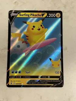 2021 Pokemon Surfing Pikachu V 008/025 Celebrations Ultra Rare Holo NM - Image 1