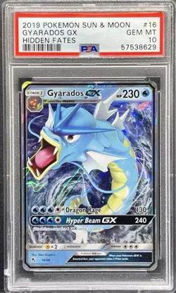 2019 POKEMON SUN & MOON HIDDEN FATES #16 GYARADOS GX PSA 10 GEM MT - Image 1