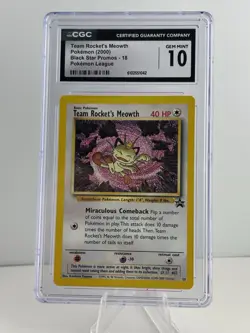 Team Rocket's Meowth 18/53 Wotc Black Star Promo Pokemon CGG 10 **GEM MINT** - Image 1