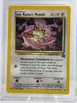 Team Rocket's Meowth 18/53 Wotc Black Star Promo Pokemon CGG 10 **GEM MINT** - Image 2