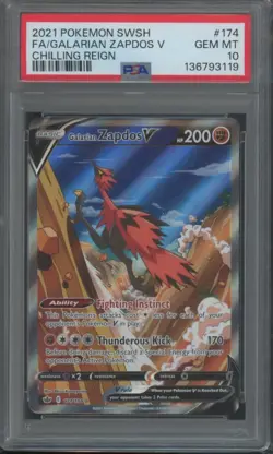 Pokemon TCG Galarian Zapdos V 174/198 Chilling Reign Alternate Art PSA 10 - Image 1
