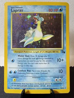 Pokemon TCG: 1999 Fossil Unlimited Lapras 10/62 Holo Rare MP - Image 1
