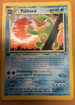 Pokemon Politoed 8/75 Neo Discovery 1st Edition Holo Rare HP - Image 1