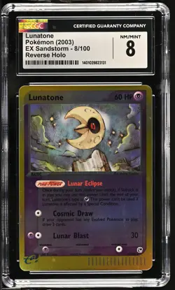 LUNATONE Sandstorm Reverse Holo Rare #8 CGC 8 E-Reader Pokemon [Nostalgium] - Image 1