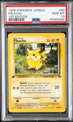 1999 POKEMON JUNGLE 1ST ED #60 PIKACHU PSA 10 - Image 1
