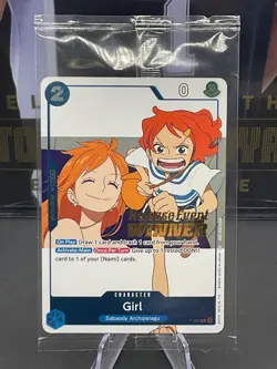 OP14 Pre Release Event Winner Girl P-096 One Piece TCG English SEALED - Image 1