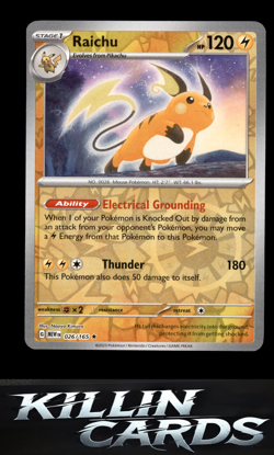 Reverse Holofoil Raichu 026/165 Pokemon Rare SV: Scarlet & Violet 151 Card NM - Image 1