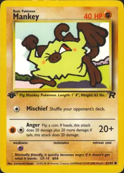 Mankey 61/82 1st Edition Common Team Rocket Pokemon Card NM - Image 1