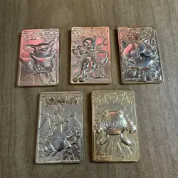 Set Of 5 23K Gold Plated Pokemon Cards Vintage 1999 Burger King - Image 1
