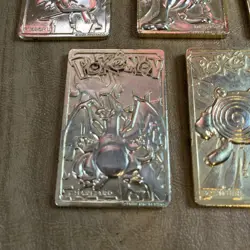 Set Of 5 23K Gold Plated Pokemon Cards Vintage 1999 Burger King - Image 5