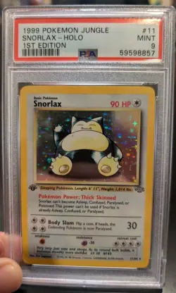 Pokemon PSA 9 MINT Snorlax 1st Edition Jungle 1999 Holo Rare WOTC Card 11/64 - Image 1