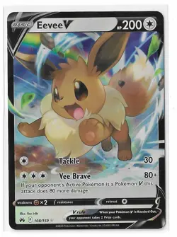 Eevee V 108/159 Crown Zenith Sword & Shield SWSH Ultra Rare Pokemon Card NM - Image 1