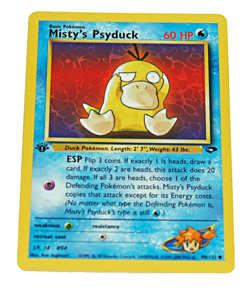 Misty's Psyduck 90/132 Gym Challenge Pokemon Card 1st Edition GAMEFREAK 2000 LP - Image 1