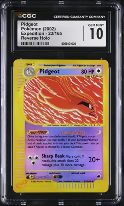 CGC 10 GEM MINT Pidgeot 2002 Expedition 23/165 Reverse Holo Pokemon Card - Image 1