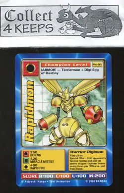 2000 Digimon Digi Battle TCG Rapidmon Movie Promo MO-05 Near Mint - Image 1