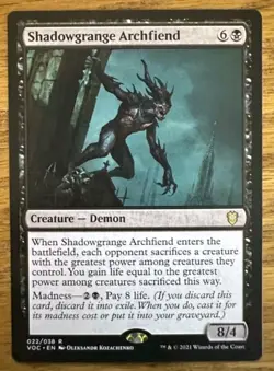 1x MTG Shadowgrange Archfiend - Crimson Vow Rare! NM Mint! Ships Fast! - Image 1