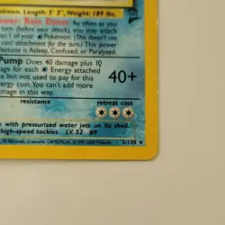 1999 Pokemon Base Set 2 Unlimited Blastoise 2/102 Holo - Image 4