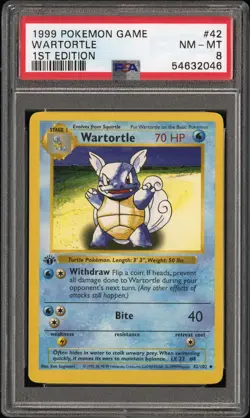 1999 Pokemon Base Set Shadowless 1st Edition Wartortle #42 PSA 8 English 42/102 - Image 1