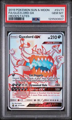 2019 POKEMON SUN & MOON HIDDEN FATES #SV71/SV94 GUZZLORD GX SHINY RARE PSA 10 - Image 1