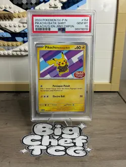 2024 POKEMON INDONESIAN SV-P PROMO #154 PIKACHU/BATIK SHIRT PSA 10 - Image 1
