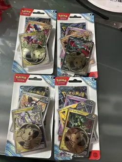 Lot Of 4 Pokemon TCG Stellar Crown Checklane Blister Pack W/Promos & Coins - Image 1