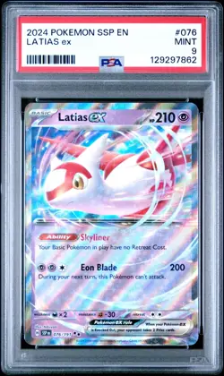 2024 Pokemon Surging Sparks SSP En Latias Ex #076 PSA 9 Mint - Image 1