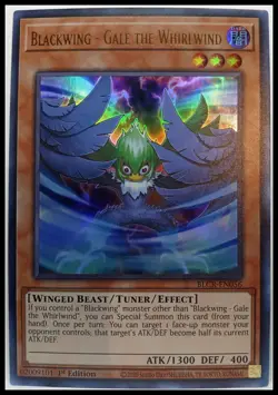 YuGiOh Crystal Revenge Blackwing Gale the Whirlwind BLCR-EN056 NM/MT Ultra Rare - Image 1