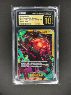 2025 One Piece Korean Roronoa Zoro #OP06-118 Secret Rare CGC 10 PRISTINE - Image 1