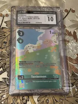 CGC 10 Digimon Card Game Terriermon ST17-02 SR Alt Art Limited Billion Bullet 1 - Image 1