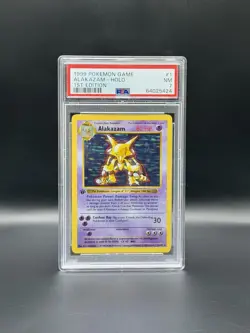 1999 Pokemon Base Set 1st Edition Alakazam Holo Rare PSA 7 NM Pokemon Card WOTC - Image 1