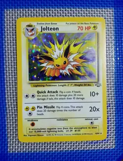 Pokemon TCG Jolteon 4/64 Holo Card Unlimited Edition Jungle 1999 MP Condition - Image 1