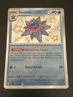 Pokemon TCG Starmie 119/091 S&V Paldean Fates Baby Shiny Rare Card - Image 1