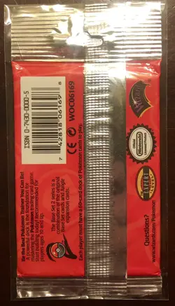 POKEMON BASE SET 2 1999 WOTC SEALED BOOSTER PACK - MEWTWO ART - LONG CRIMP - Image 2