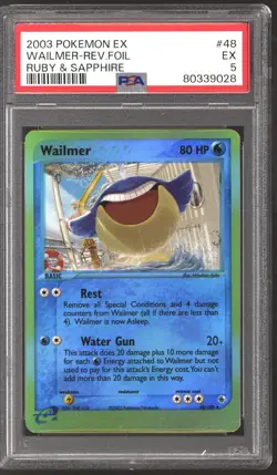 Pokemon Ruby & Sapphire Reverse Holo Foil Wailmer 48/109 PSA 5 - Image 1