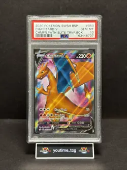 2020 Pokemon Swsh Black Star Promo Champions Path ETB Charizard V #050 PSA 10 - Image 1
