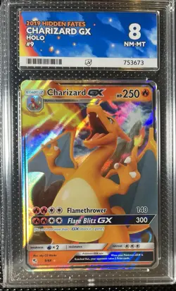 Pokemon TCG Charizard GX Hidden Fates Card 9/68 Ace 8 NM-MT - Image 1