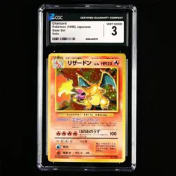 CGC 3 VeryGood 1996 Pokemon JPN Charizard Holo Base set No.006 - Image 1