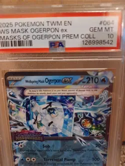 2024 POKEMON TWM EN #064 WELLSPRING MASK OGERPON EX PSA 10 TWILIGHT MASQUERADE - Image 5